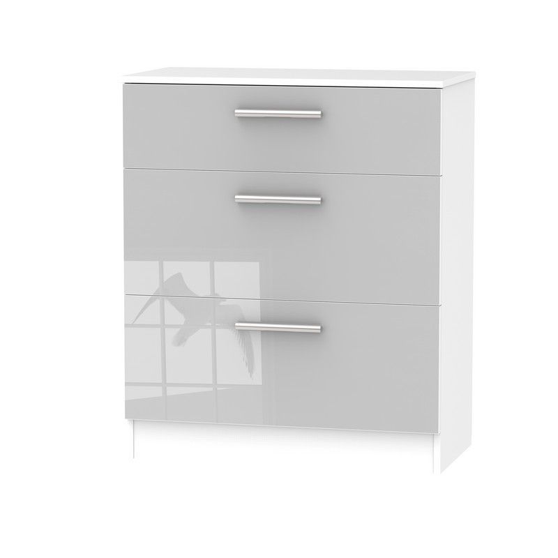 Buxton Chest of Drawers White & Grey 3 Drawers - 88.5cm