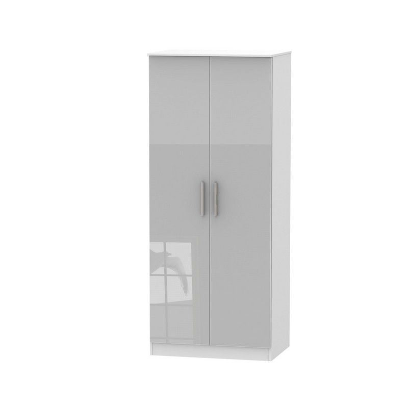 Buxton Tall Wardrobe White & Grey 2 Doors