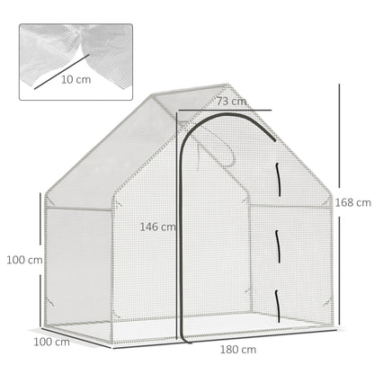 Outsunny Walk-In Portable Greenhouse Mini Grown House With Steel Frame Window Plants