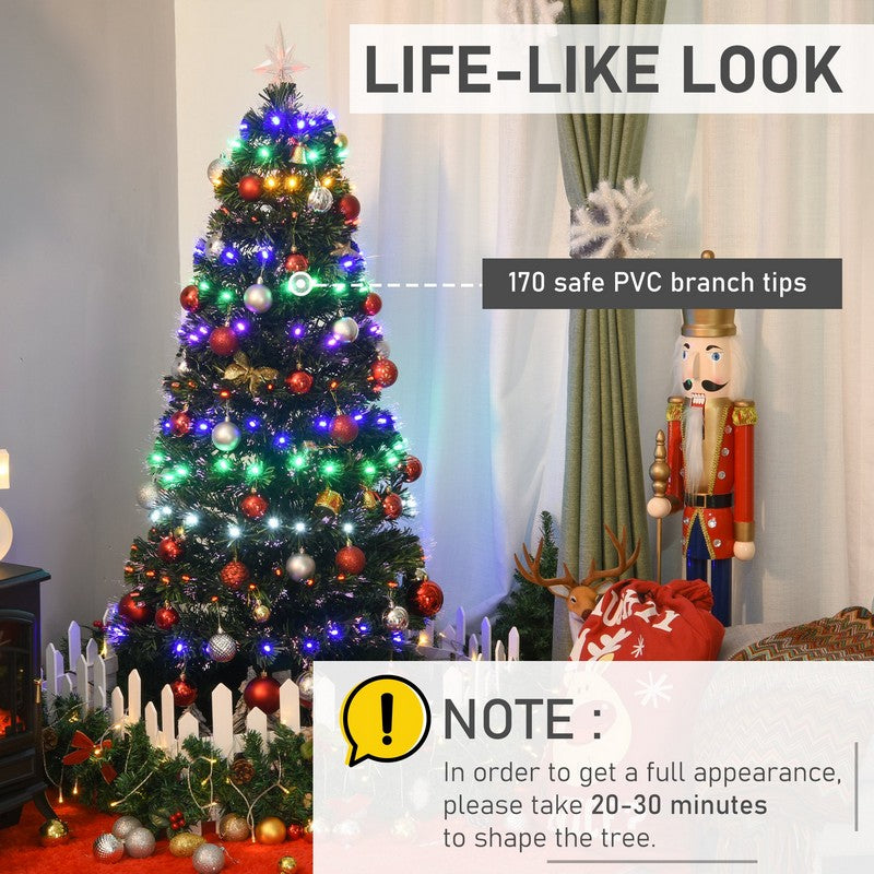 5FT Pre-Lit Fiber Optic Christmas Tree with Star Tree Topper