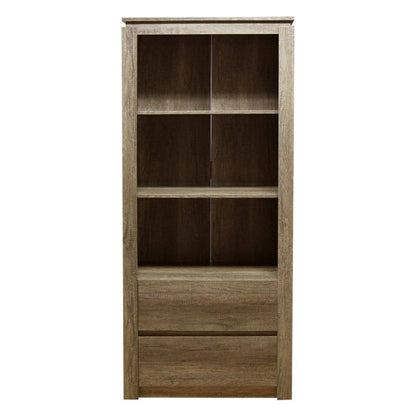 Canyon Tall Bookcase Natural 3 Shelves 2 Drawers