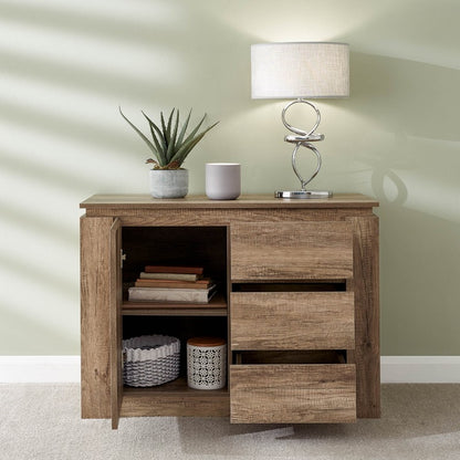 Canyon Tall Sideboard Natural 1 Door 2 Shelves 3 Drawers