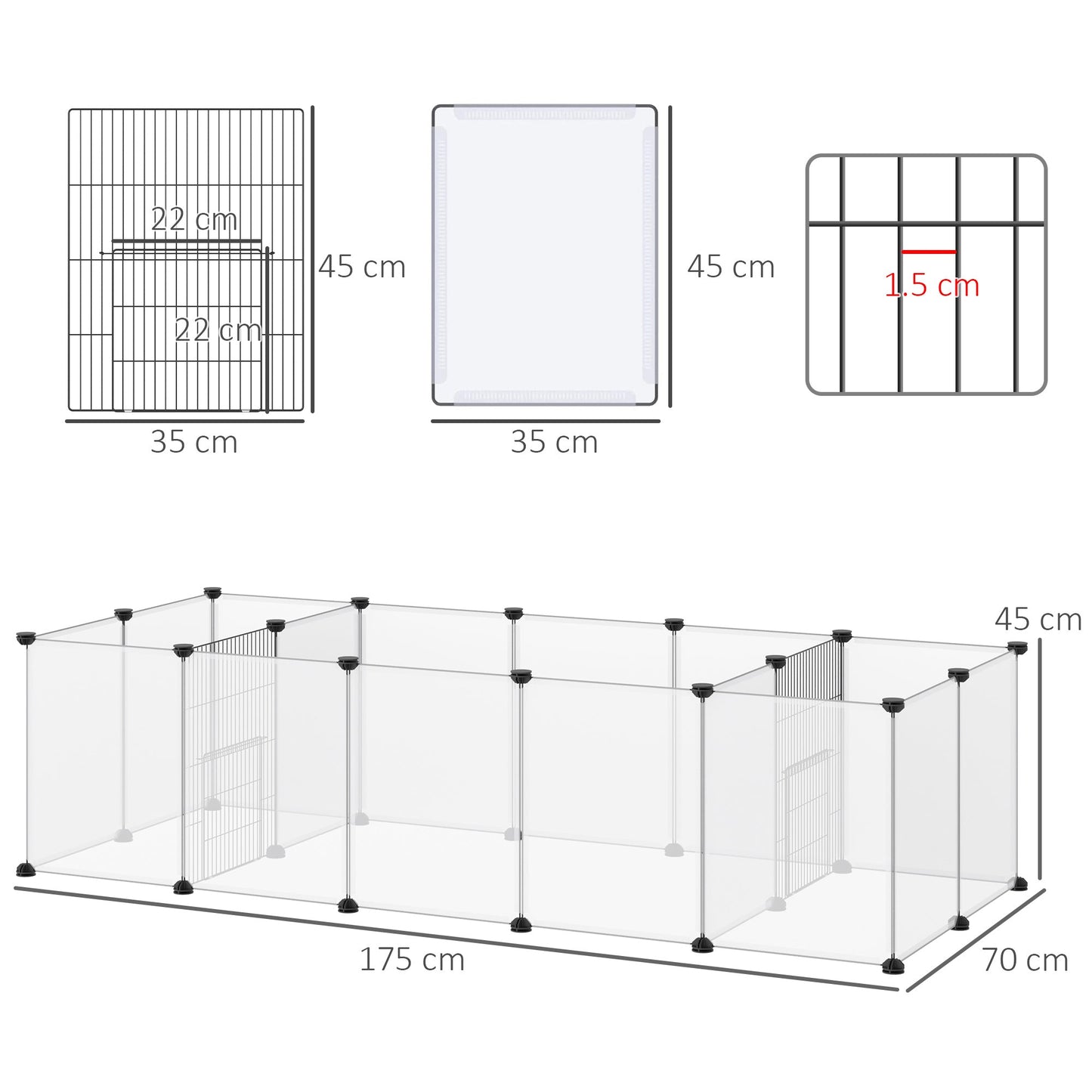 18 Panel Small Animal Playpen White by Pawhut