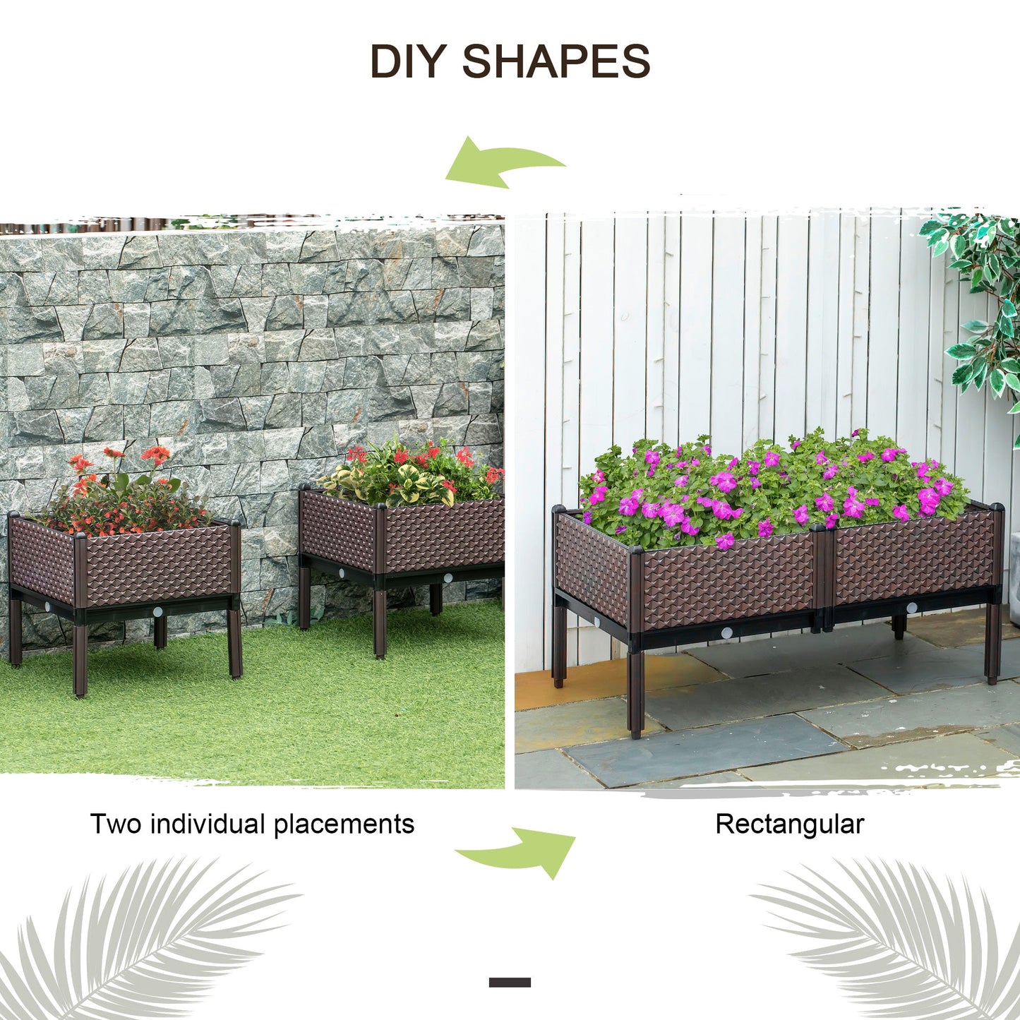 Set of 2 Raised Garden Bed Elevated Planter Box with Self-Watering Design