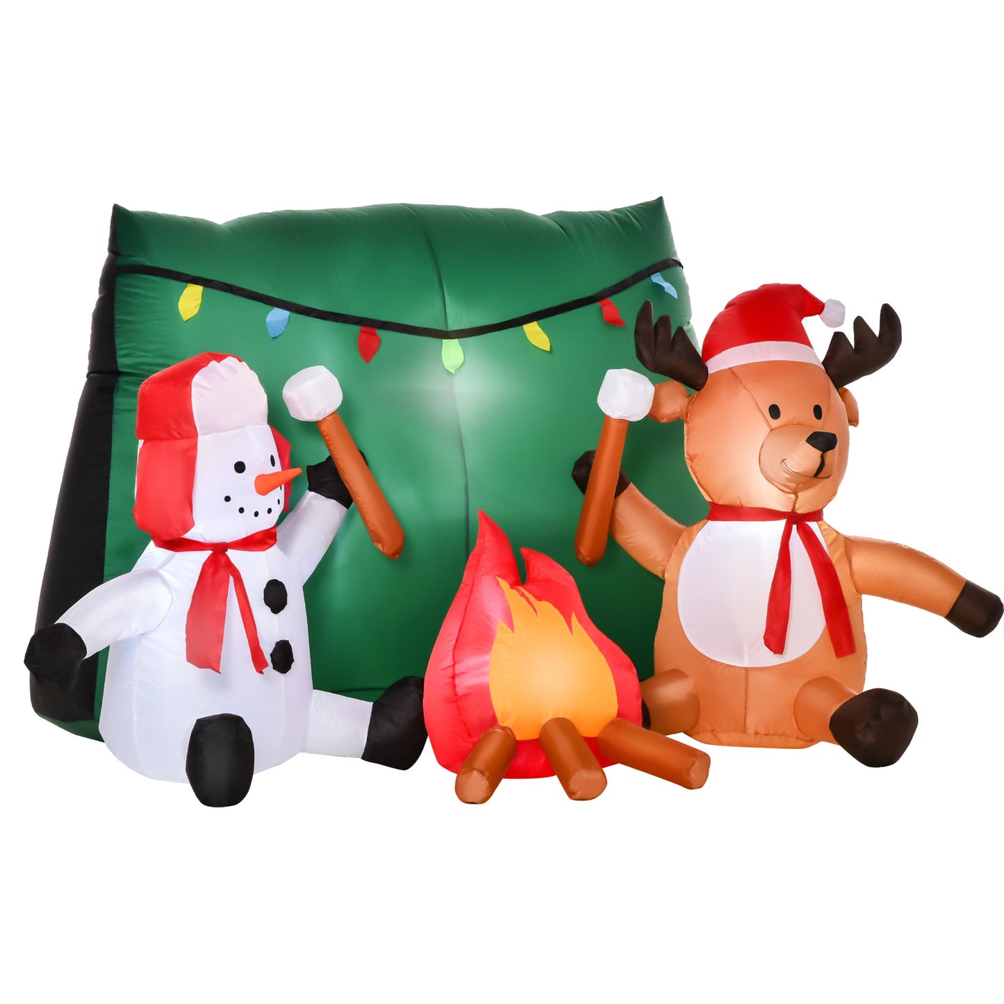 3.5FT Christmas Inflatable Snowman with Deer Outdoor Home Garden Decoration