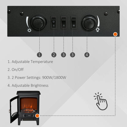 1800W Electric Fireplace Freestanding Black