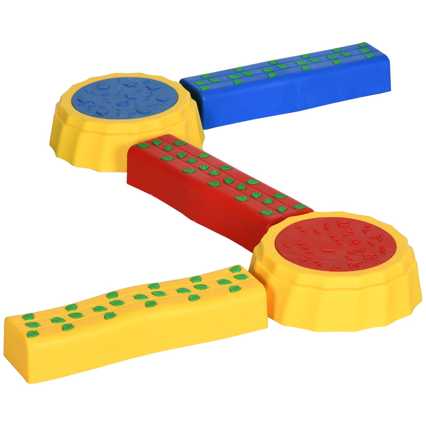 Five-Piece Kids Stepping Stones and Balance Bridge w/ Non-Slip Surface & Bottom. for Toddlers - Multicoloured