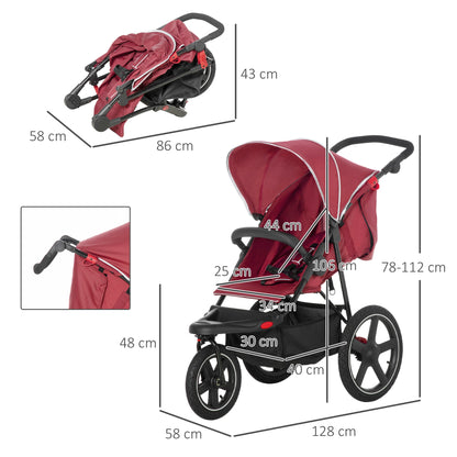 Foldable Three-Wheeler Baby Stroller w/ Canopy