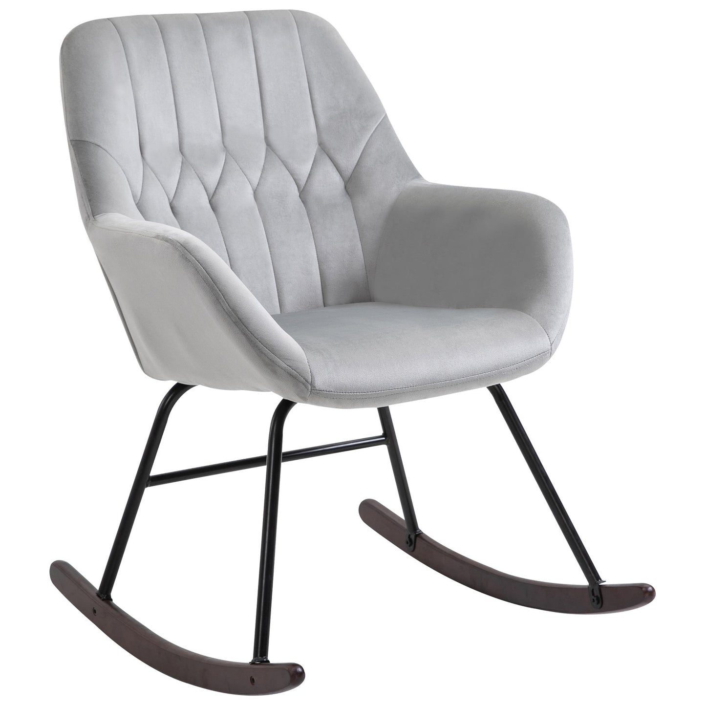 Rocking Chair Reading Accent Armchair with Steel Frame Sponge Padded for Living Room