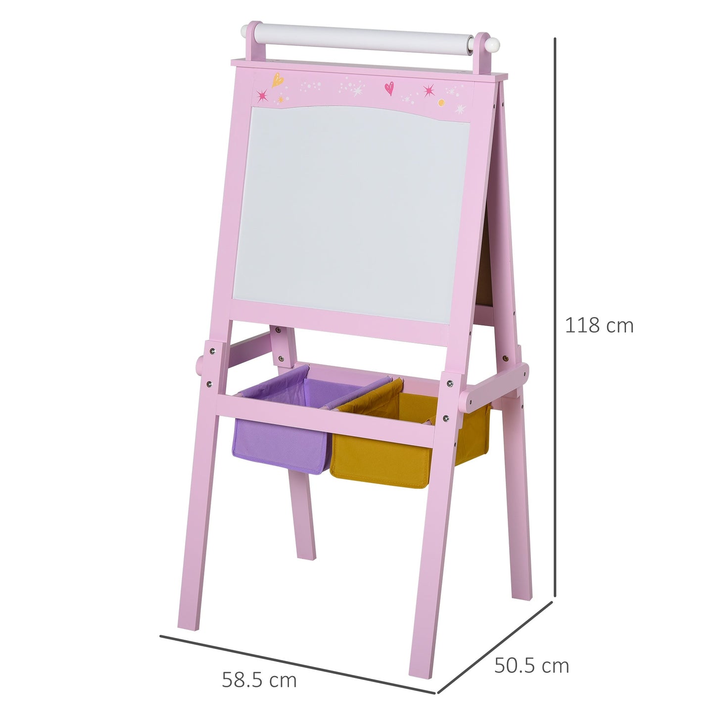 3 In 1 Kid's Wooden Art Easel with Dual-Sides and Storage Baskets