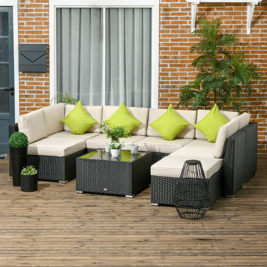 8-Pieces PE Rattan Corner Sofa Set