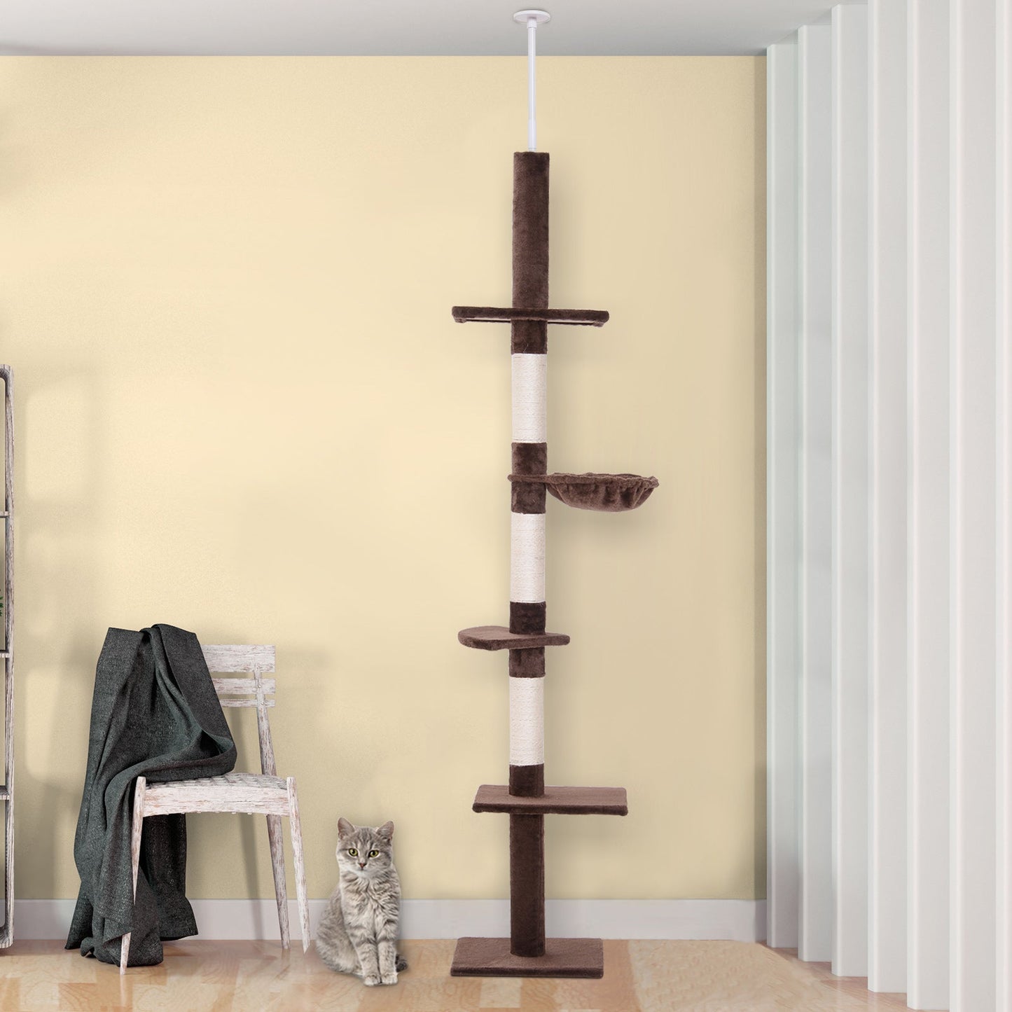 PawHut 230-260cm Floor-to-Ceiling Cat Tree