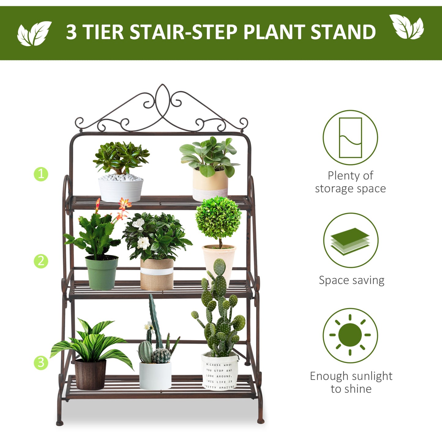 3 Tier Stair Style Metal Plant Stand