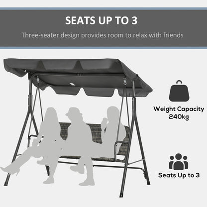 Outsunny 3-person Outdoor PE Rattan Swing Chair