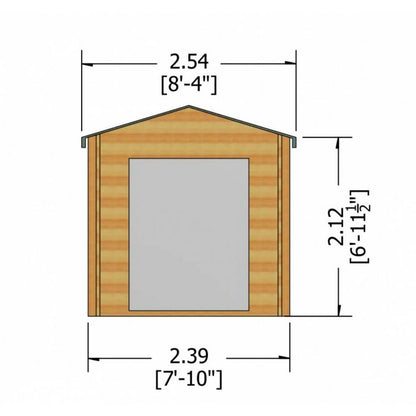 Shire Dalby 7' 10" x 9' 9" Apex Log Cabin - Premium 44mm Cladding Tongue & Groove