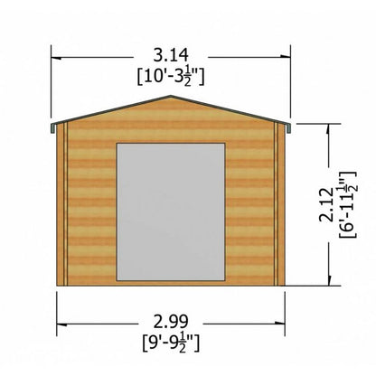 Shire Dalby 9' 9" x 5' 10" Apex Log Cabin - Premium 44mm Cladding Tongue & Groove