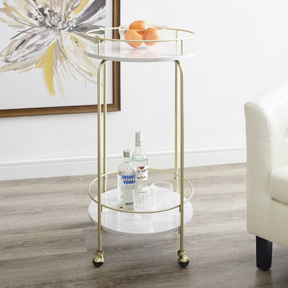 Deco Circular Bar Cart Gold 1 Shelf