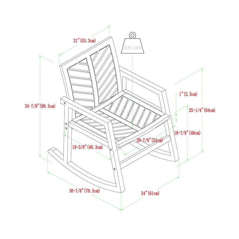 Chevron Rocking Chair Wood Brown