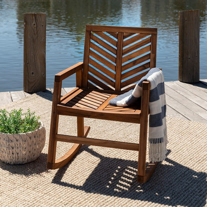 Chevron Rocking Chair Wood Brown