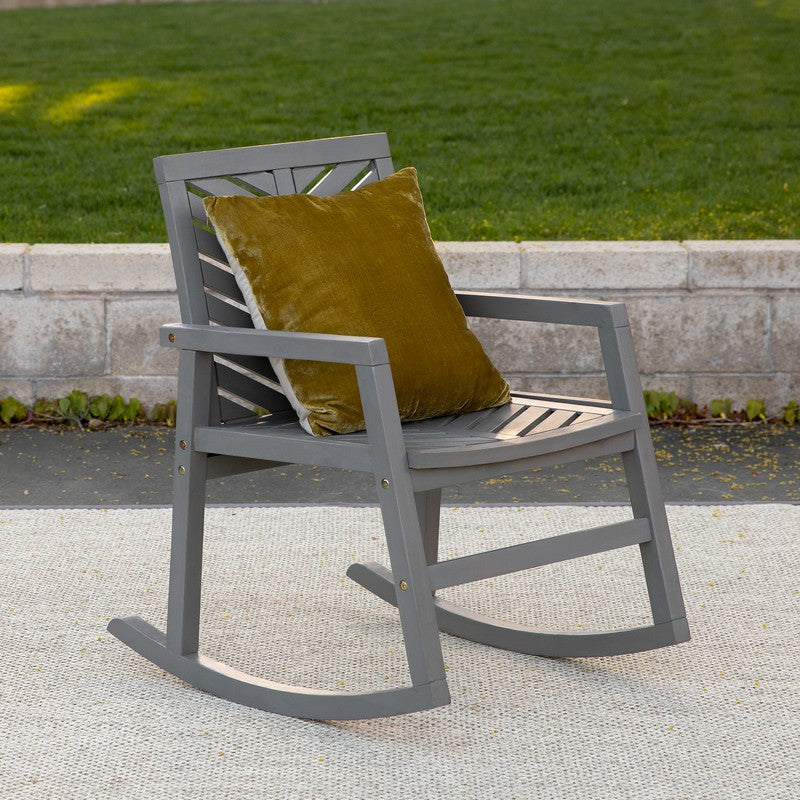 Chevron Rocking Chair Wood Grey