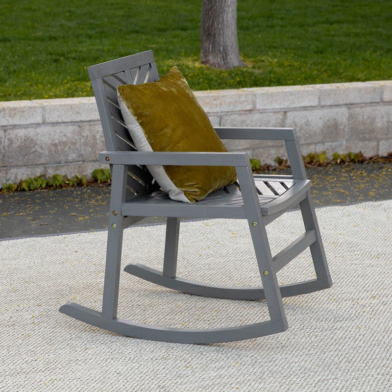 Chevron Rocking Chair Wood Grey