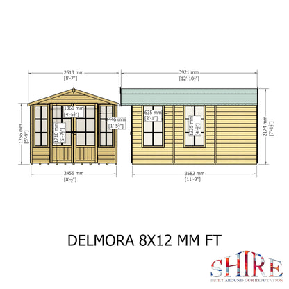 Shire Delmora 11' 6" x 7' 10" Apex Summerhouse - Premium Dip Treated Shiplap