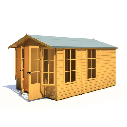 Shire Delmora 11' 6" x 7' 10" Apex Summerhouse - Premium Dip Treated Shiplap