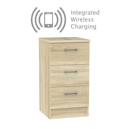 Elmsett Wireless Charger Slim Chest of Drawers Natural 3 Drawers