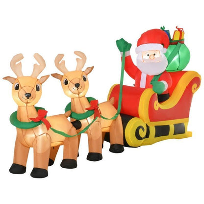 8ft Christmas Inflatable Santa Claus on Sleigh