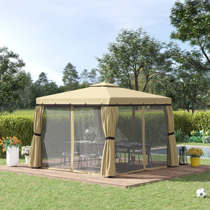 3 x 3M Patio Gazebo Canopy Garden Pavilion Tent Shelter with 2 Tier Water Repellent Roof