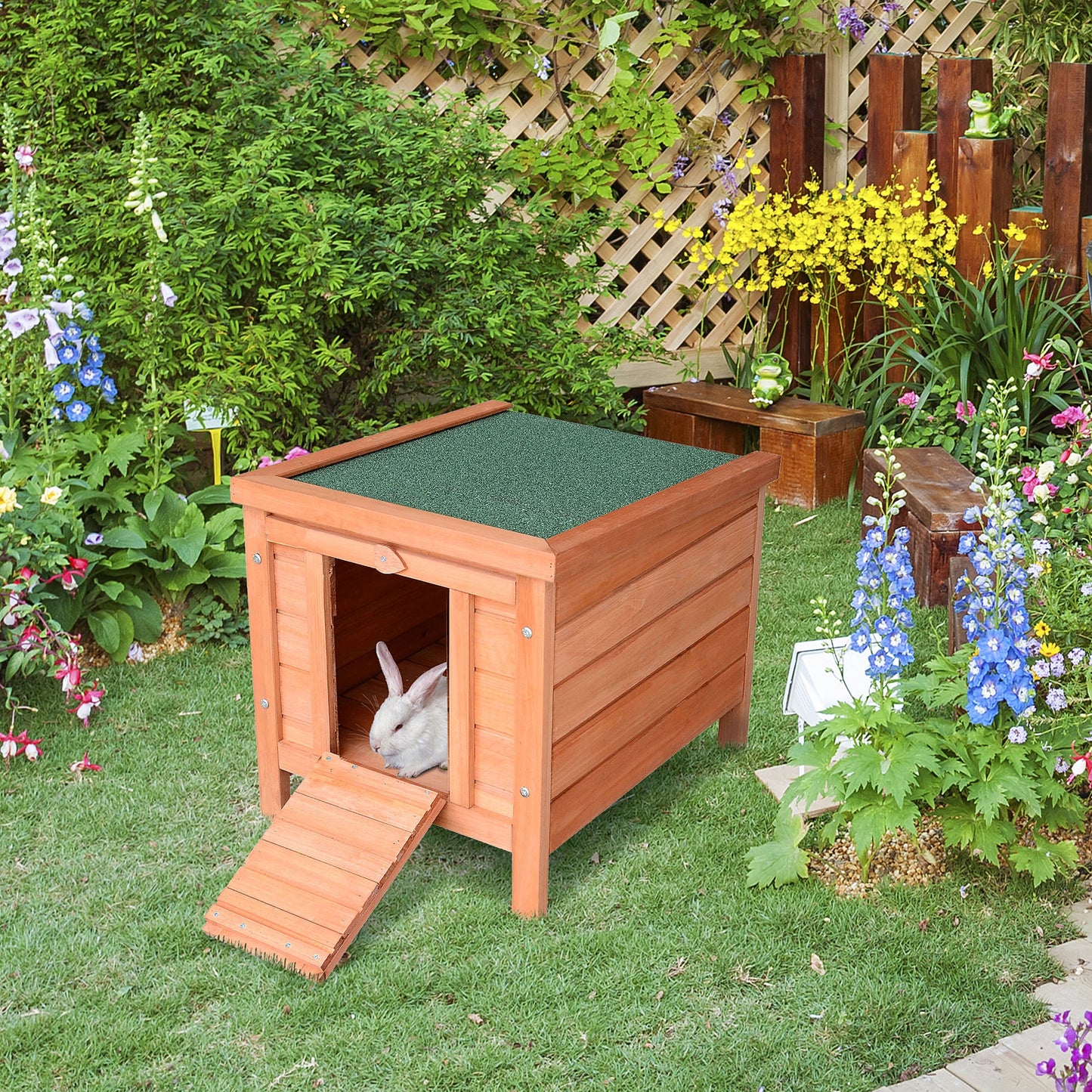 PawHut Wooden Rabbit Hutch Outdoor