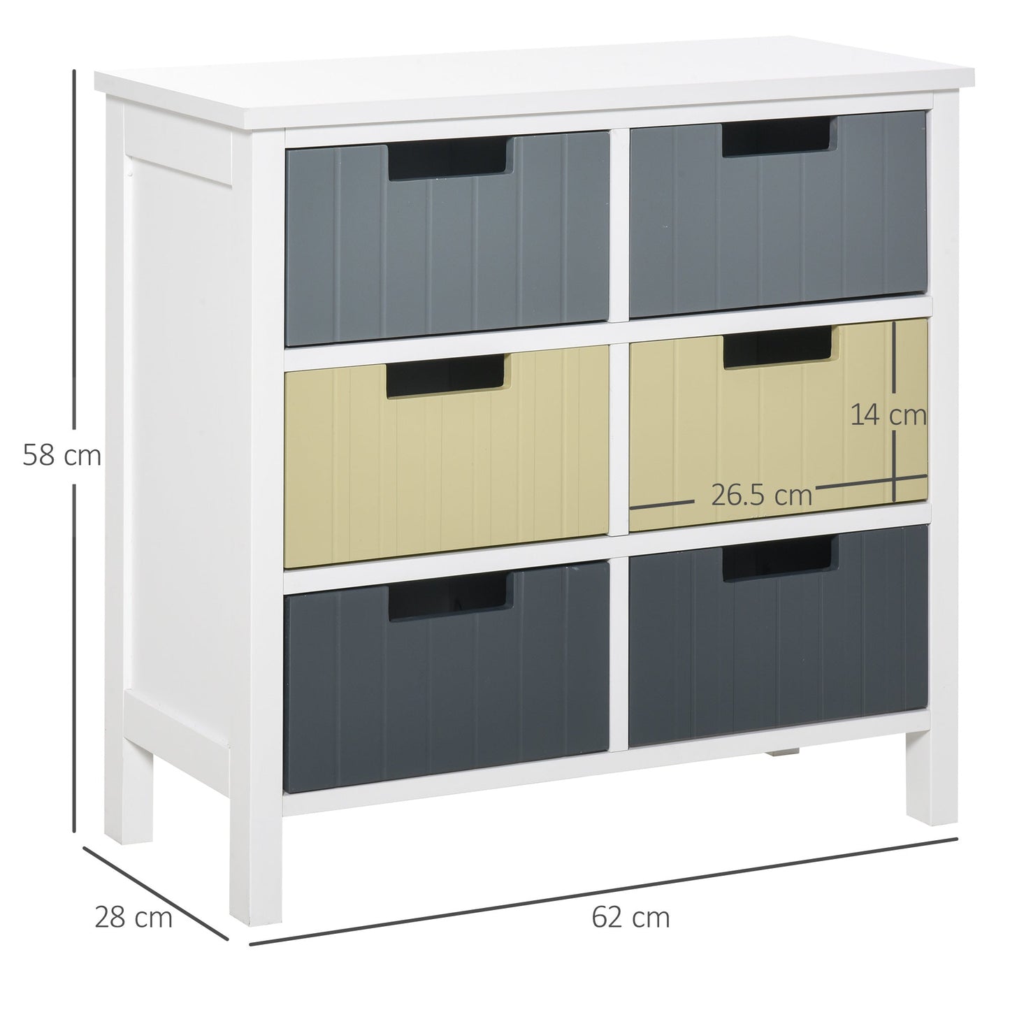 Chest of Drawers Storage Side Cabinet w/ 6 Detachable Drawers Home Furniture