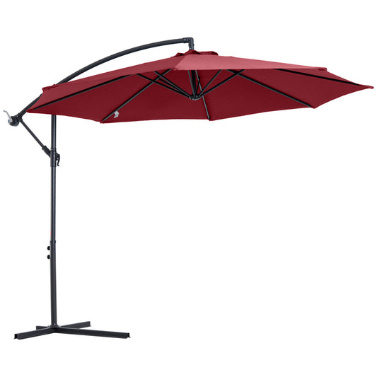 Cantilever Umbrella Parasol Hanging Banana Steel Dark Green 3M Patio Wine Red