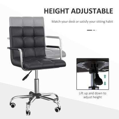 Vinsetto Mid Back PU Leather Home Office Desk Chair Swivel Computer Chair with Arm