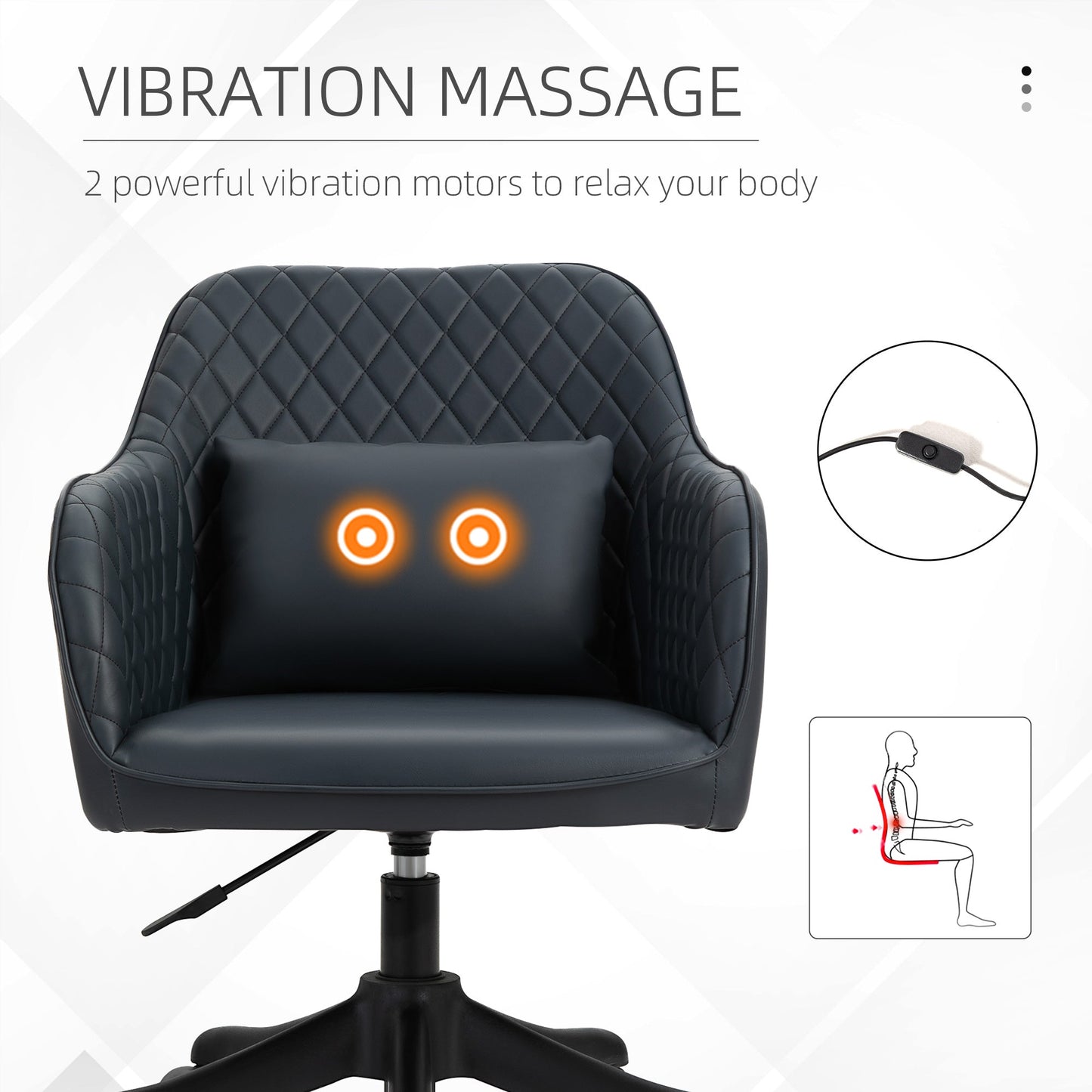 Vinsetto PU Leather Office Chair with Rechargeable Electric Vibration Massage Lumbar Pillow