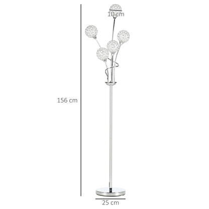 Homcom Crystal Floor Lamps for Living Room Bedroom with 5 Light