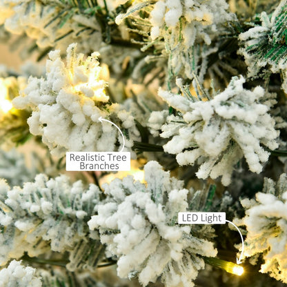 5ft Prelit Christmas Tree Artificial - White Frosted Green with LED Lights Warm White 348 Tips