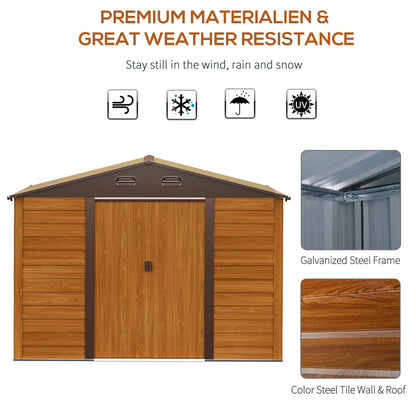 Moderna 9 x 6' Double Door Apex Garden Shed With Ventilation Steel & Polypropylene Light Brown by Steadfast