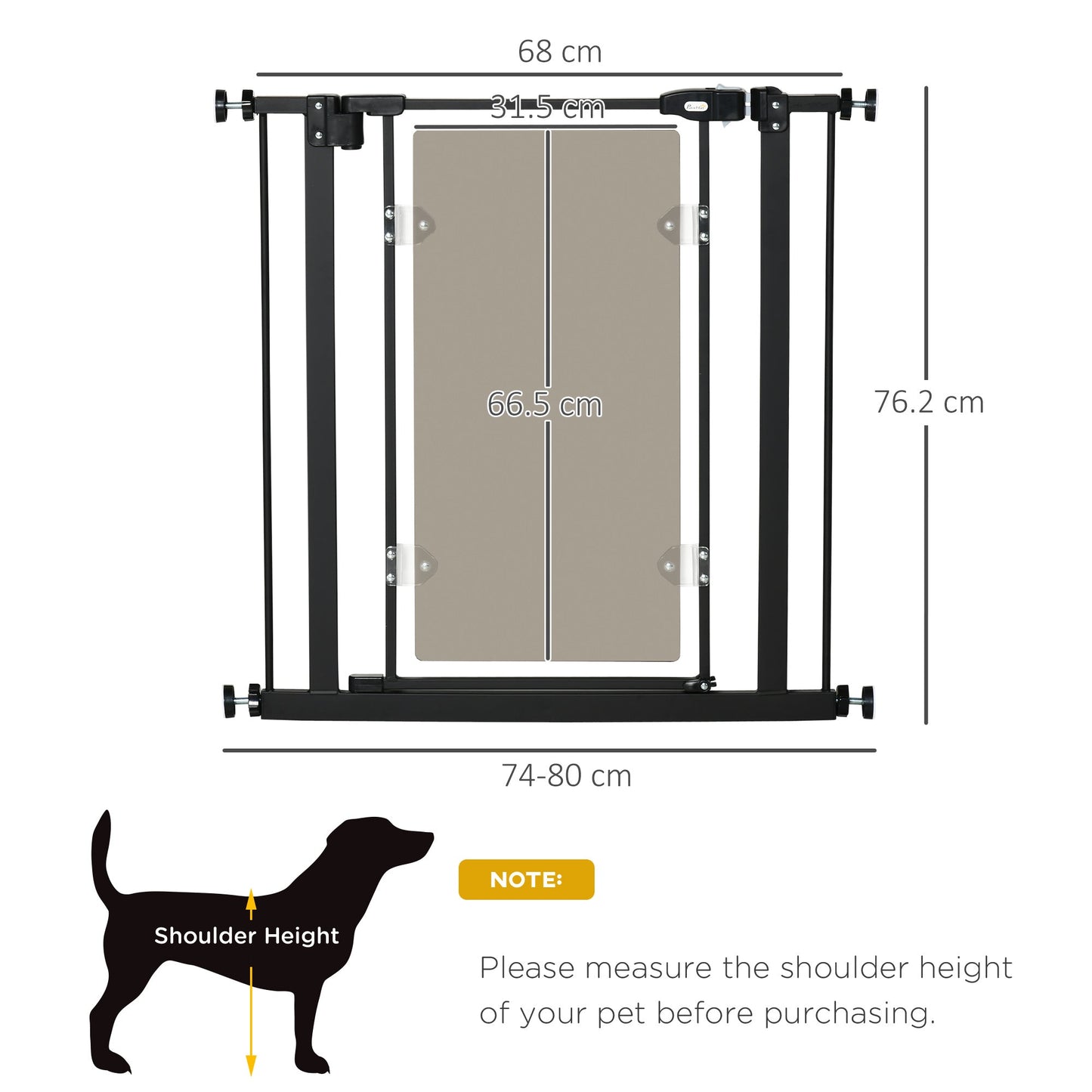 PawHut Pressure Fit Safety Gate for Doorways and Staircases