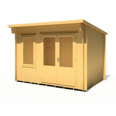 Shire Edgefield 10' 9" x 7' 10" Pent Log Cabin - Premium 19mm Cladding Log Clad