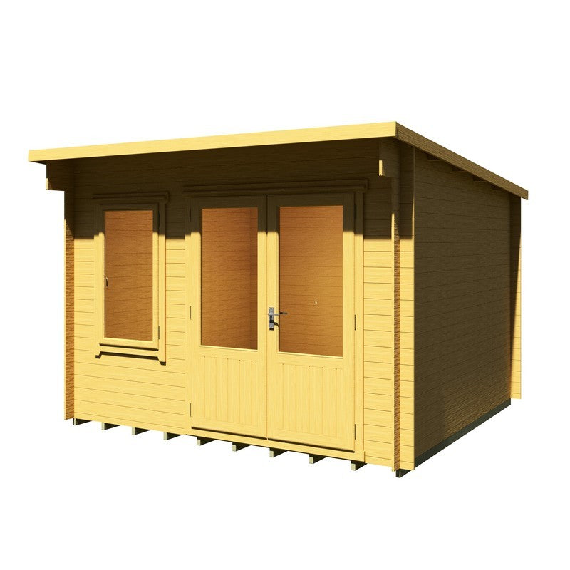 Shire Edgefield 10' 9" x 9' 9" Pent Log Cabin - Premium 19mm Cladding Log Clad