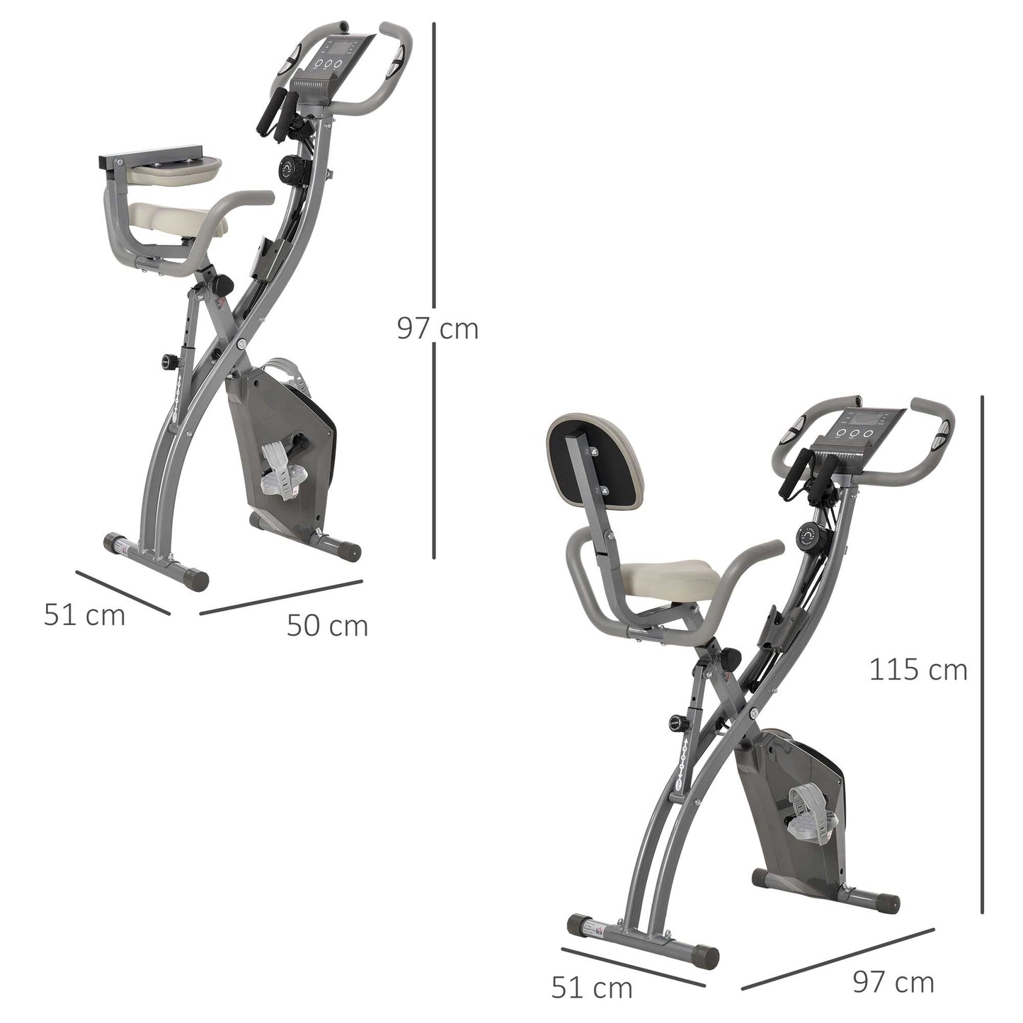 2-In-1 Upright Exercise Bike Adjustable Resistance Fitness Home Cycle Grey