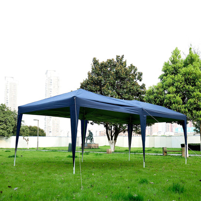 Outsunny 3 X 6M Garden Pop Up Gazebo Height Adjustable Marquee Party Tent Wedding Water Resistant Awning Canopy With Free Storage Bag Blue