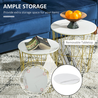 Set of 2 Nesting Side Tables with Storage