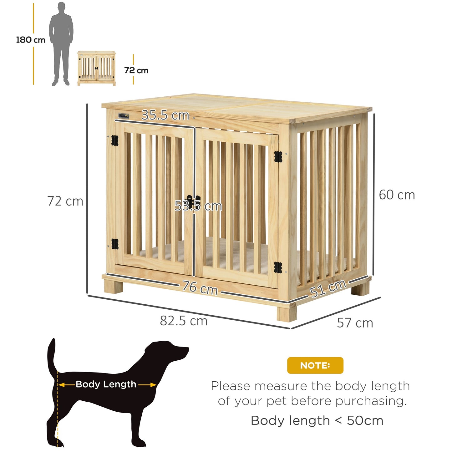 PawHut Wooden Dog Crate