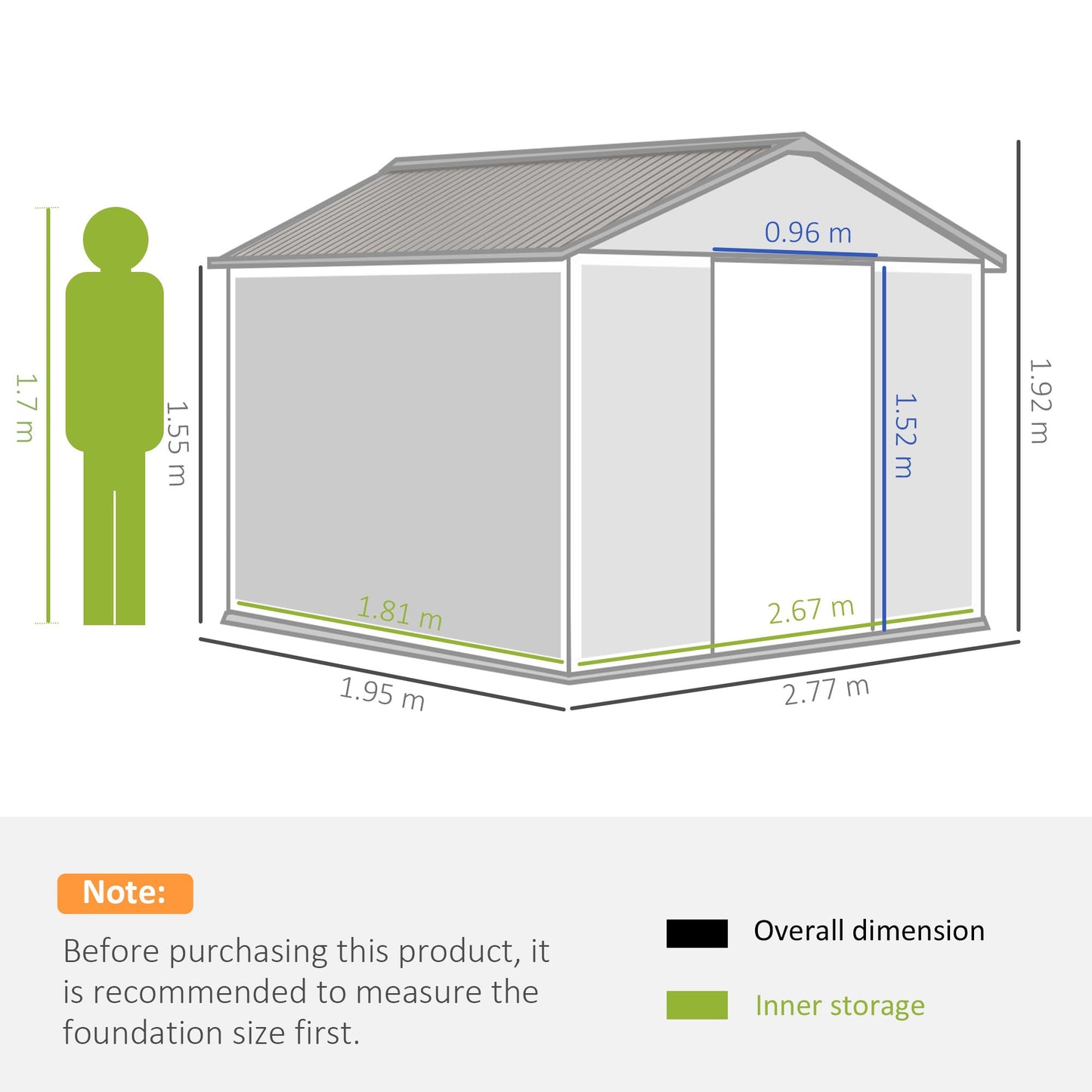 Galvanised 9 x 6' Double Door Apex Garden Shed With Ventilation Steel Brown by Steadfast