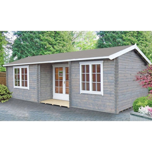 Shire Elveden 15' 8" x 29' 5" Reverse Apex Log Cabin - Premium 70mm Cladding Tongue & Groove