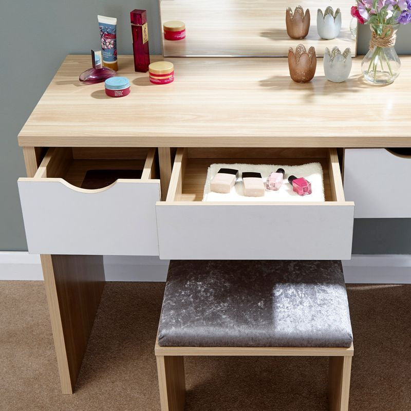 Elizabeth Tall Dressing Table Natural 3 Drawers