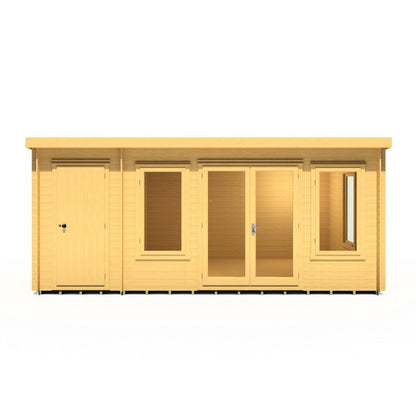 Shire Elm 10' 7" x 17' 2" Pent Log Cabin - Premium 19mm Cladding Log Clad