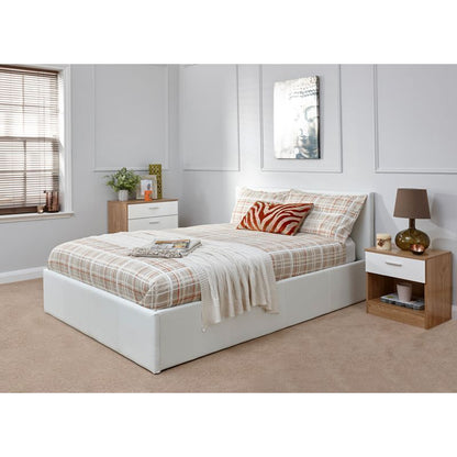 Winston Double Ottoman Bed Faux Leather White 5 x 7ft